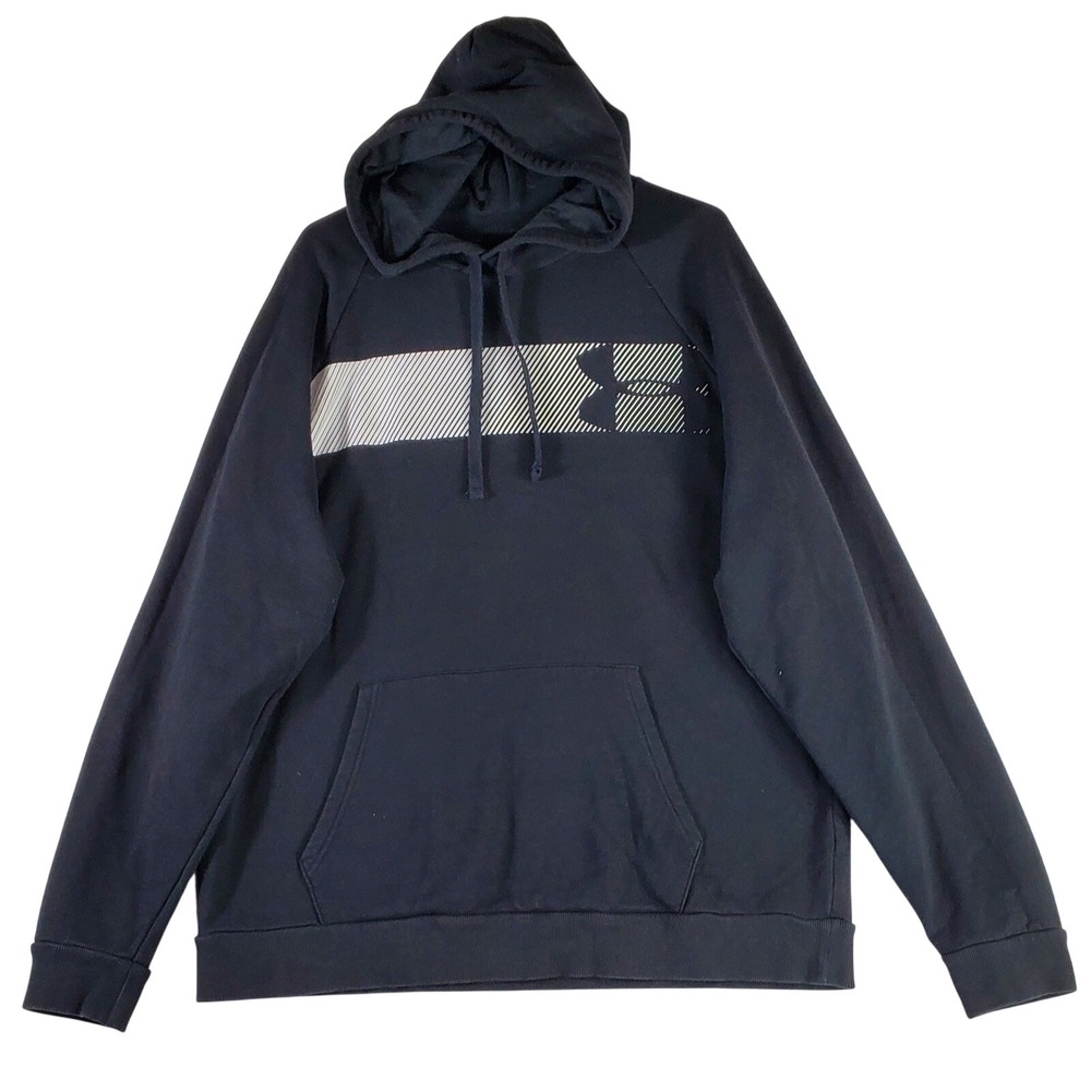 Under Armour Mens XXL Black Rival Fleece Graphic Pullover Hoodie Loose Fit Logo - Picture 7 of 7